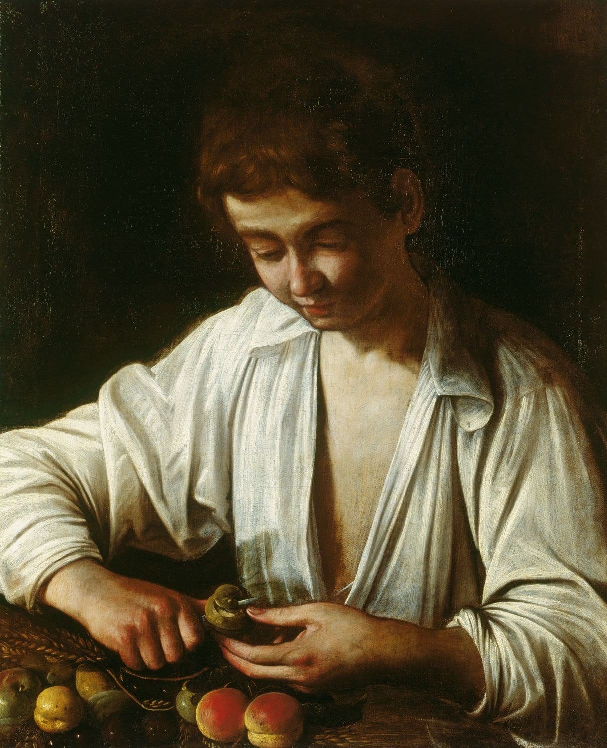 Knabe, eine Frucht schälend, Caravaggio, c. 1592–1593