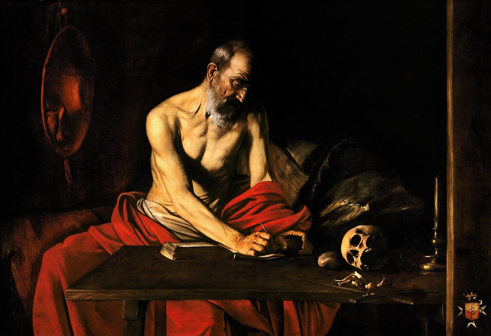 San Jerónimo escribiendo (Malta), Caravaggio, 1607–1608